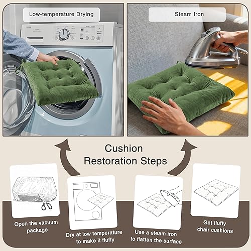 Miniatura 7 de OVOV Paquete de 4 cojines para sillas de comedor, cojines de asiento suaves para sillas de escritorio de cocina, cojines cuadrados para sillas con