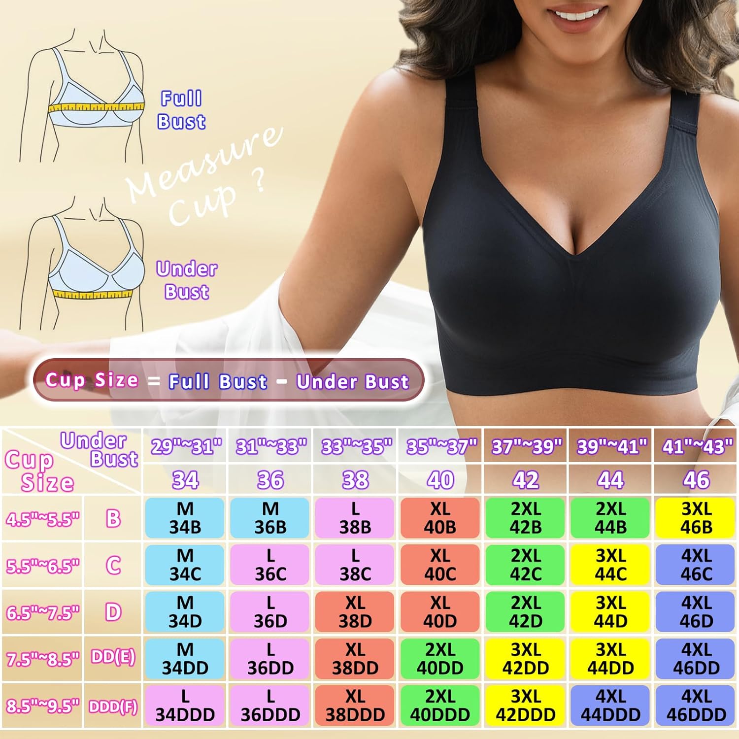 Wireless Bras for Women No Underwire Support Push-Up Full Coverage Seamless Plus Size Everyday Comfort Bra - Image 6