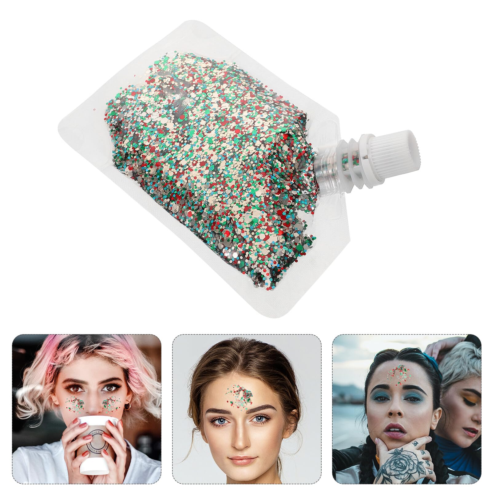 FRCOLOR 4 Piezas Festival Glitter Gel para Cara y Cuerpo con Lentejuelas Gruesas de Brillantina Líquida Fácil de Aplicar para Maquillaje Facial y Pelo Fiestas de Navidad y Mardi Gras