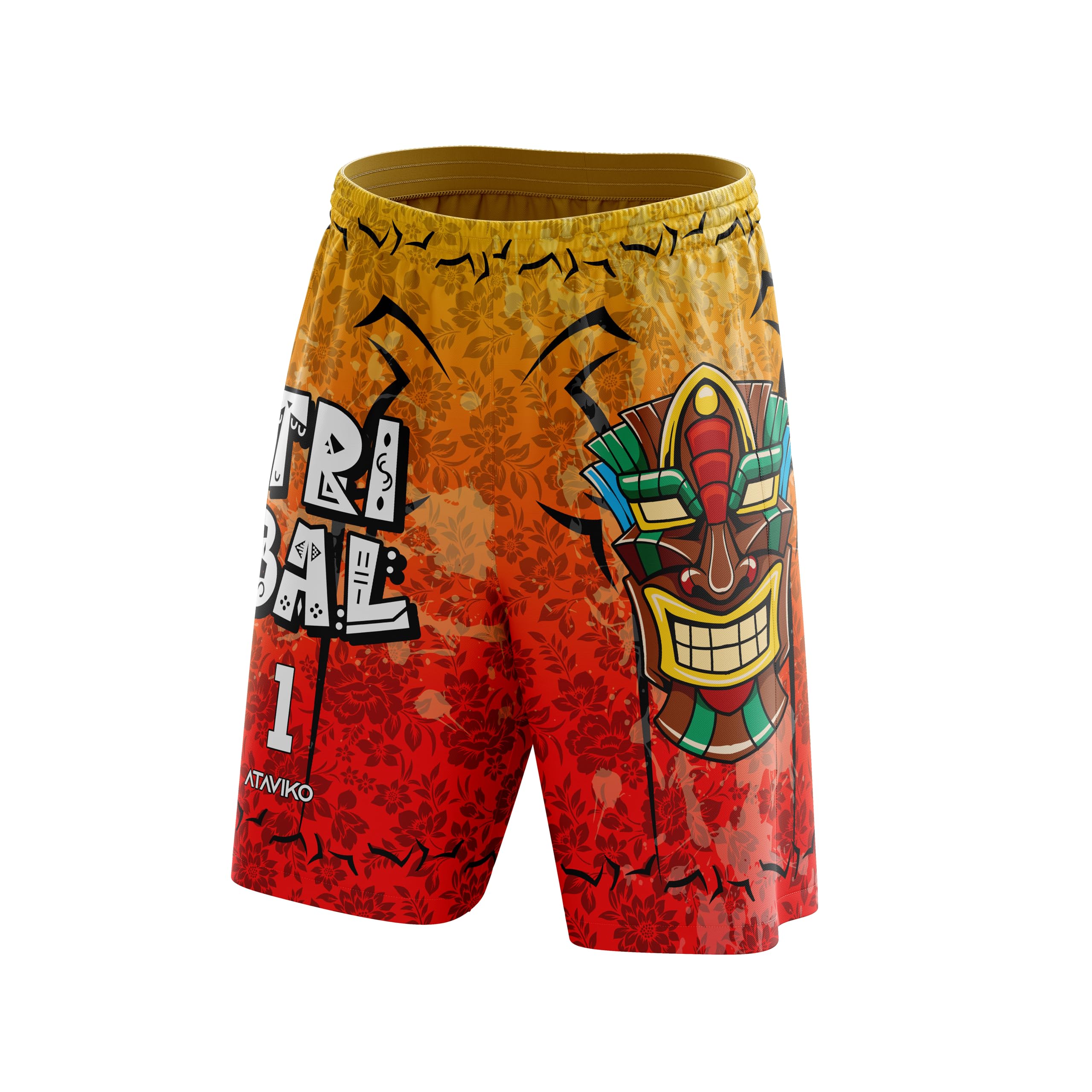 Pantaloncino Tribal Tiki Beach Volley Mare, Gym Palestra, Passeggio, Gioco e Tempo Libero, Sport Estivi