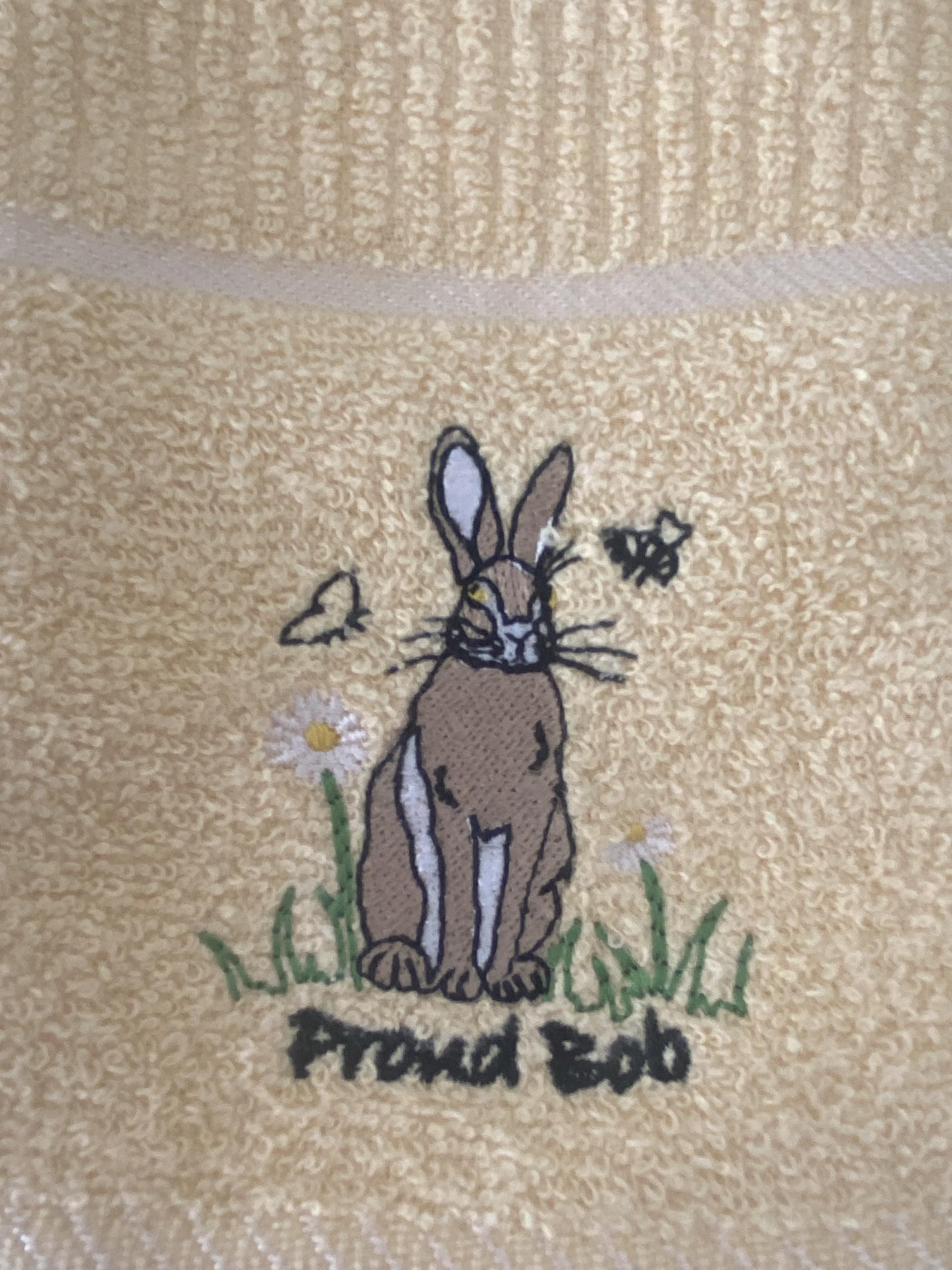 Riggs 100% Cotton 3 Pack Proud Bob The Hare Design Kitchen Hand Tea Towels in Lemon