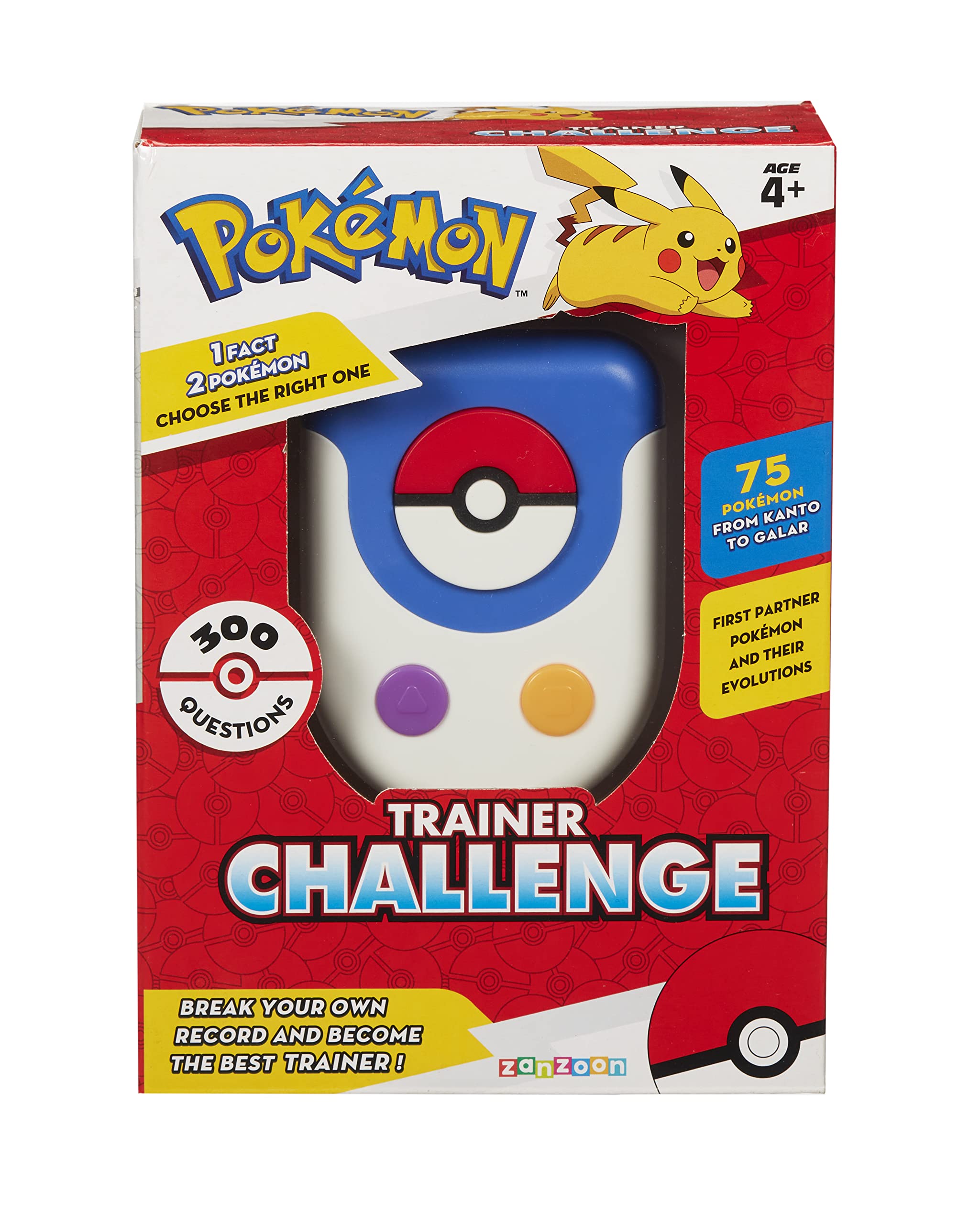 Pokémon 1122125 Trainer Challenge Game. Fatti Divertenti. Oltre 300 Domande, 75 da Kanto a GALAR, Ideale Compleanno 4+ Anni, Multicolore, 8 x 11 x 3,5 cm