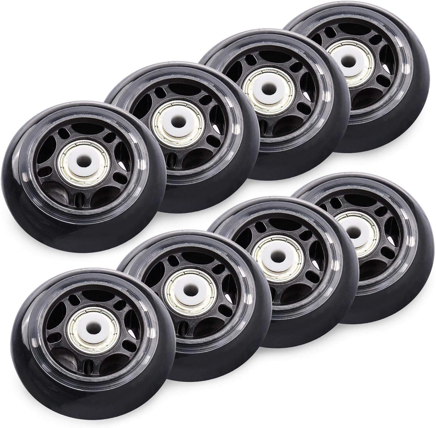 TOBWOLF 70mm 82A, 76mm 84A Roller Blade Wheels 8 Pack Inline Skate Wheels with Bearings ABEC 7 - Black