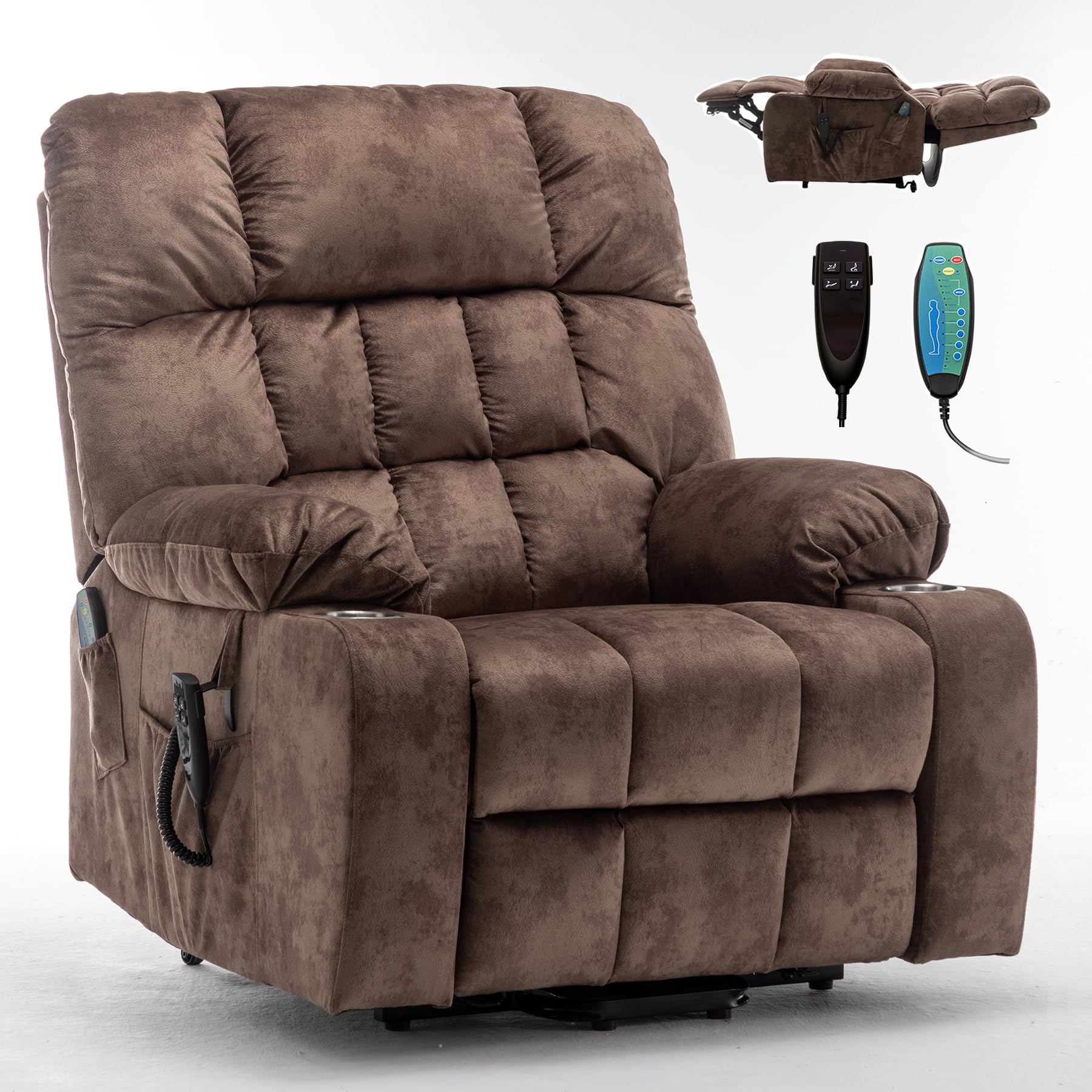 Photo 1 of ***MISSING PIECES -SELLING AS PARTS ONLY*** Oversized Power Recliner Chair for Big and Tall 400 LBS, 25.5" Extra Wide Electric Lift Chair with Heat and Massage, Dual Motor 180° Lay Flat Recliner Living Room Sofa, Velvet Big Lift Recliner