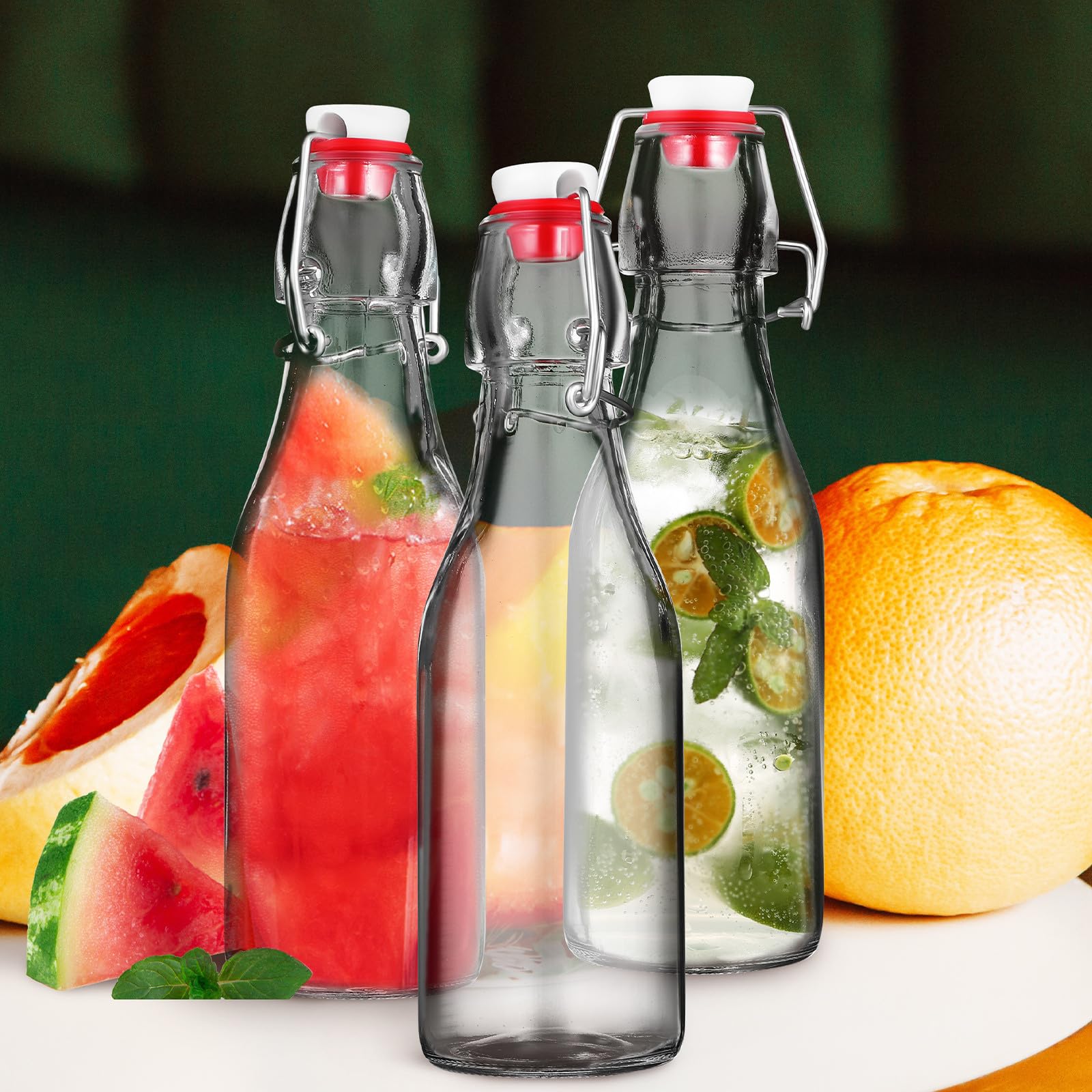 Glasflaschen mit Reinigungsbürste Auslaufsicher 250ml mit Bügelverschluss 6 Stück für Picknick und Garten Grillen