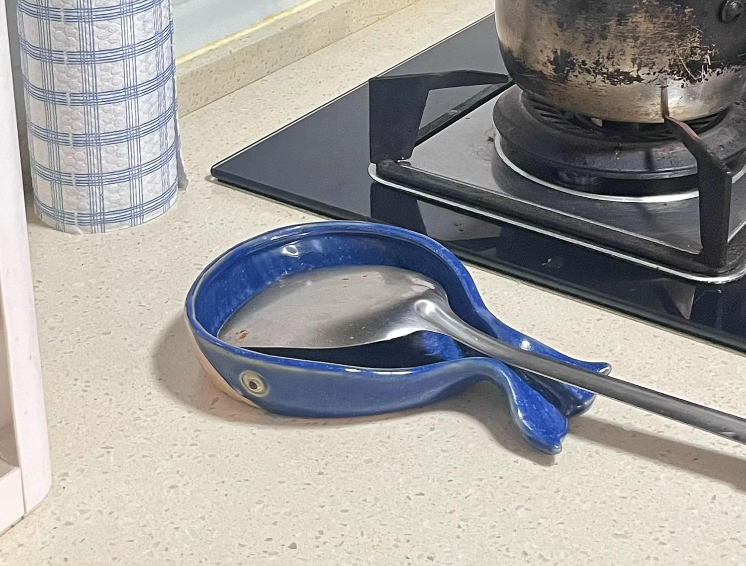 Cute Whale Ceramic Spoon Rest for Kitchen, Jewelry Tray & Ocean Decor