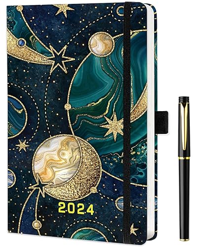 ZXHQ Diary 2024 A5 Week To View Full Year Planner | Weekly &amp; Monthly Planner with Pen Set | Jan-Dec | Pen Holder, Month Tabs, Built-in Pocket | A5(5.9 × 8.5 Inch) -1