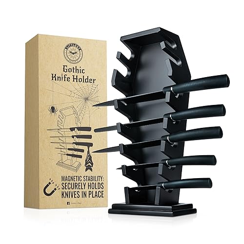 Coffin knife holder has 14 Magnets for 7 knives- Gothic Kitchen Decor and Goth Kitchen Accessories, Gothic Knife Holder, Halloween Knife Holder for Goth Kitchen, Littlesy (Without Knives)