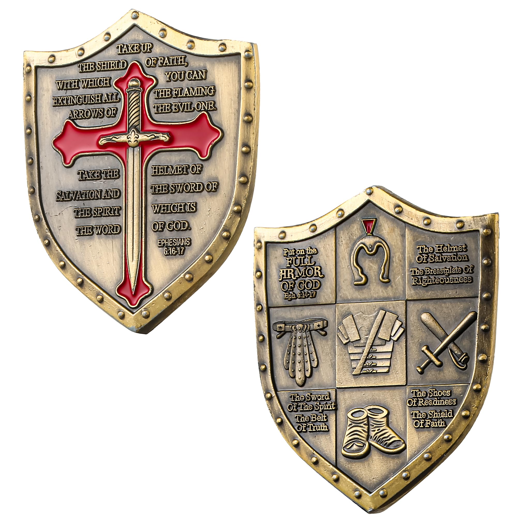 Challenge Coin, Armor of God, Ephesians 6:16-17, Religious Challenge Coins, Bible Coin, Christian Gifts