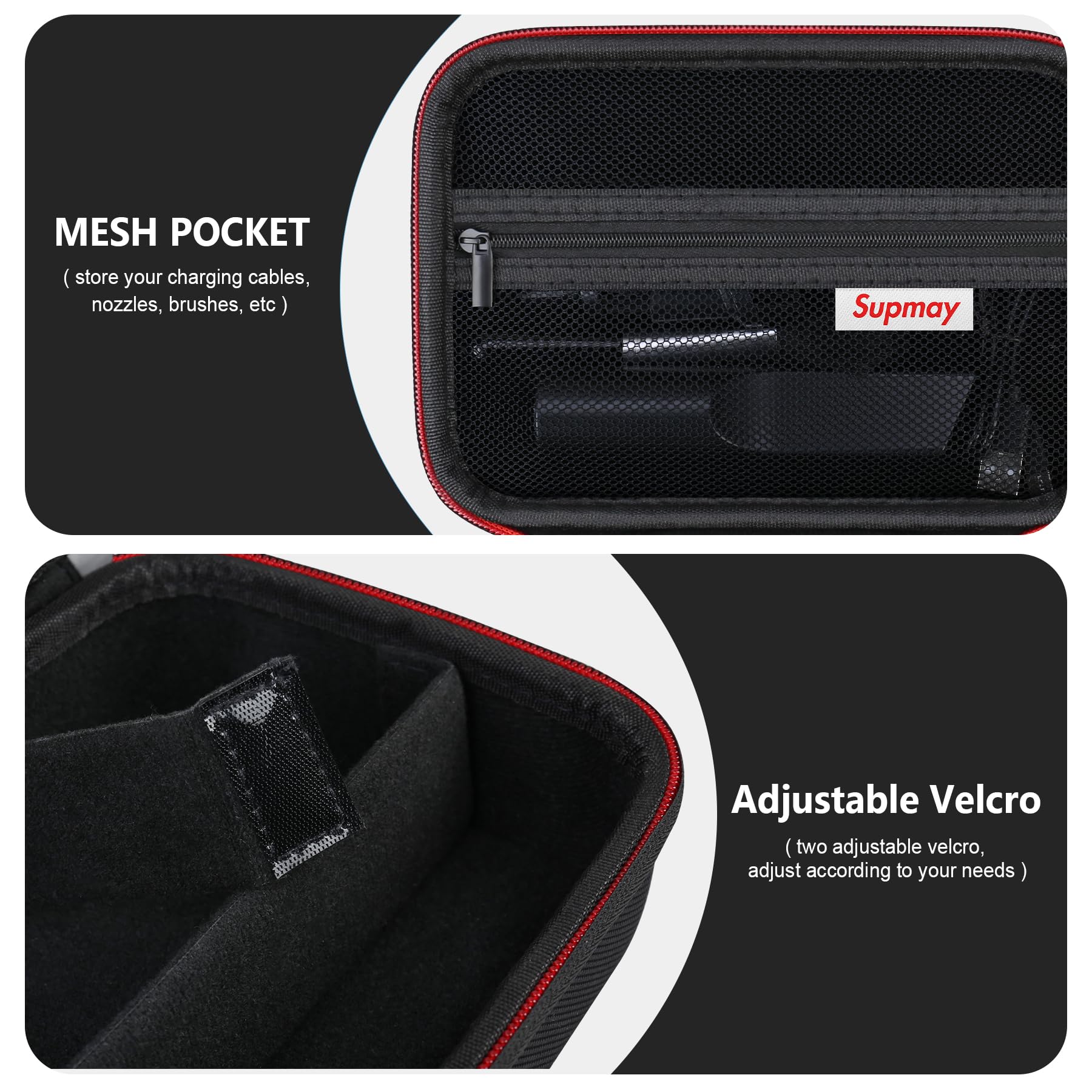 Funda rígida de transporte para plumero de aire comprimido WOLFBOX MF200/MF100/MF50, soporte de almacenamiento inalámbrico para MF200/100/50 con bolsillo de malla con cremallera para guardar