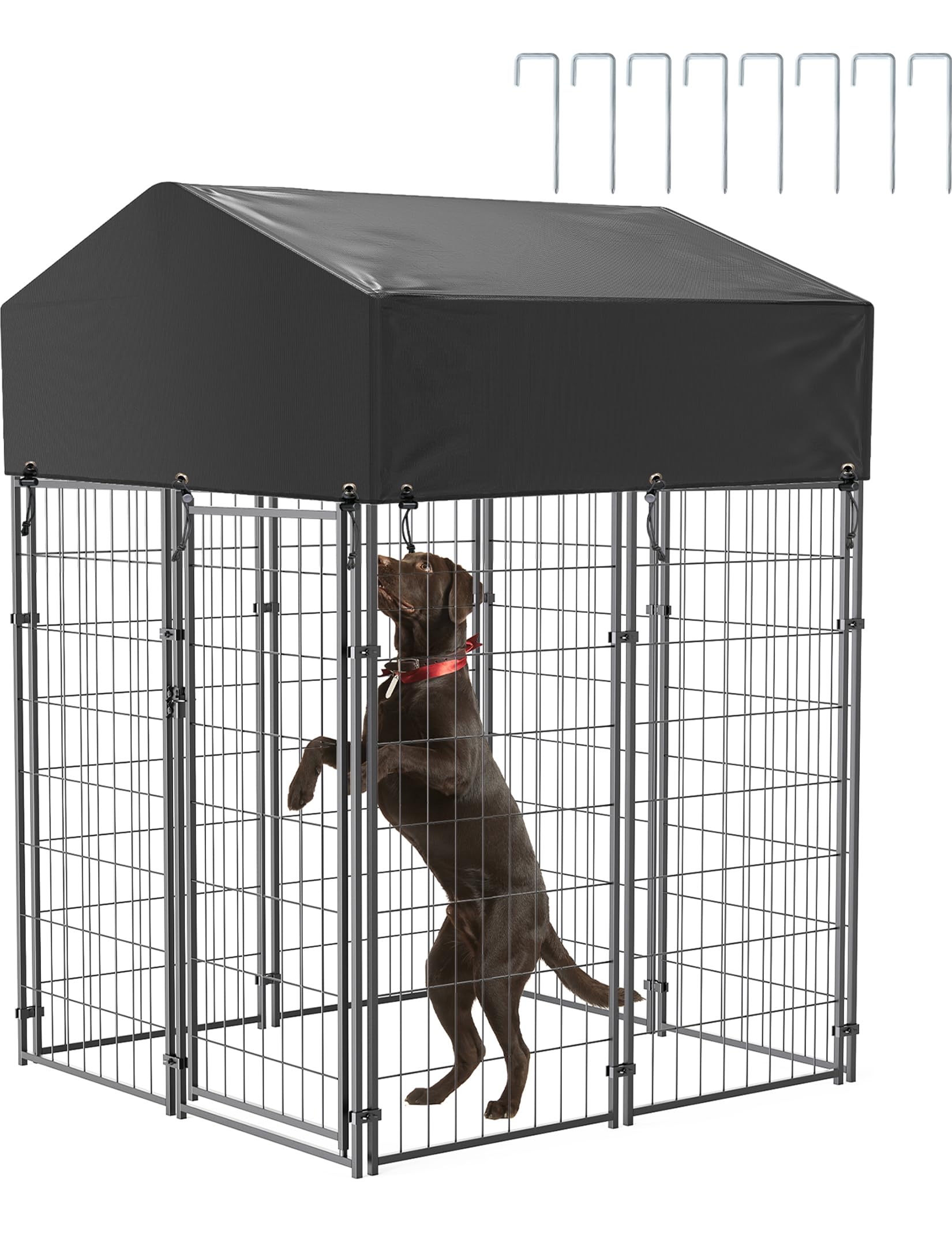 BingoPaw Perreras Exteriores Caseta Perros Exterior para Perros Grandes Medianos Pequeños Jaula Perro de Metal Resistente con Techo Impermeable y Puerta con Cerradura para Mascotas127x120x165cm S