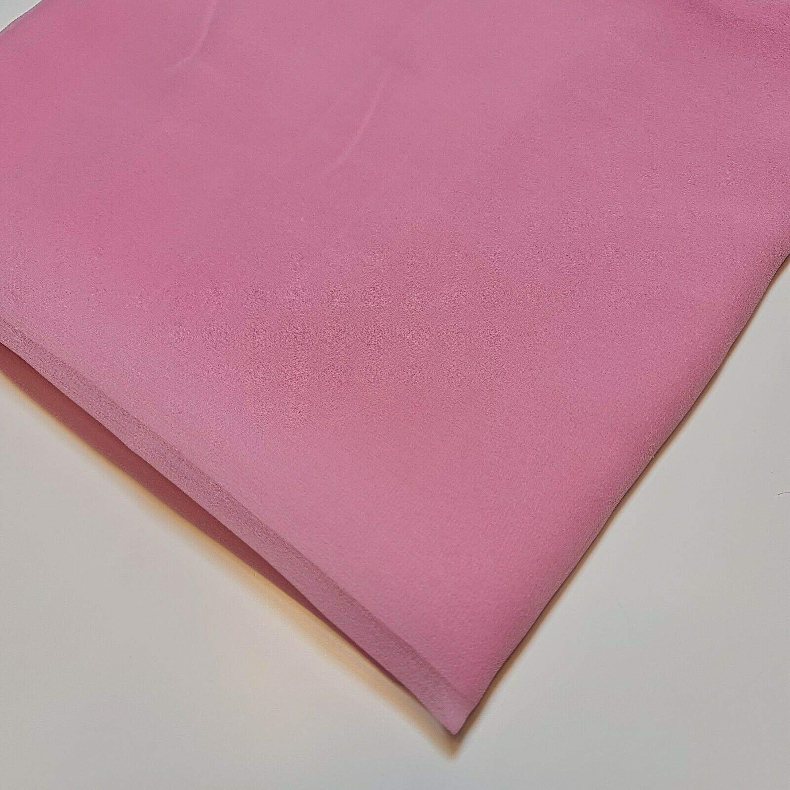 TEXTILE STATION 100 % Polyester, Mooskrepp, Chiffon, durchsichtig, Dekor, Kleiderstoff, 111,8 cm (10 Meter) – Rosa