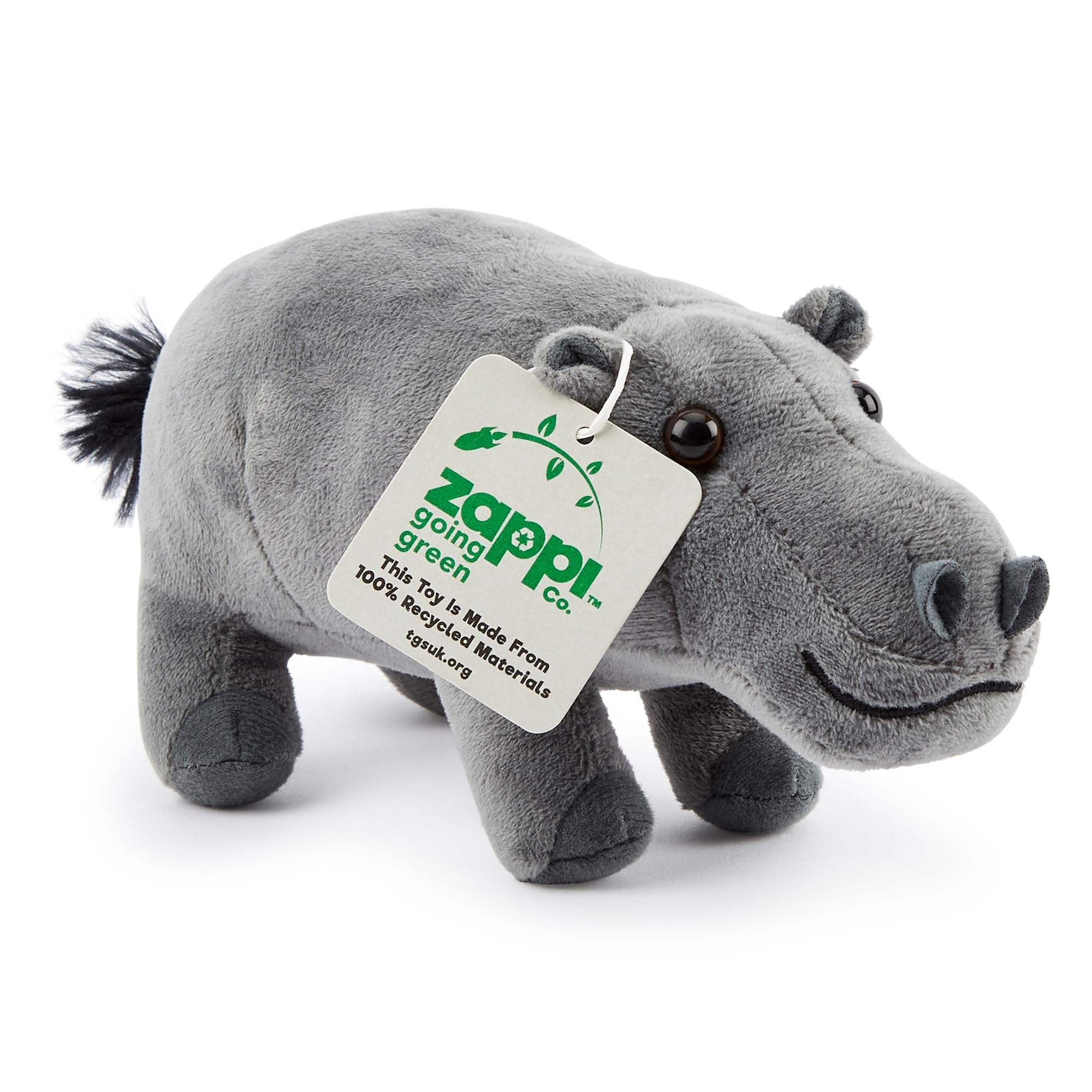 Zappi Co100% Recycled Plush Hippo Toy (23cm Length) Stuffed Soft Cuddly Eco Friendly animals Collection For New Born Child First kid