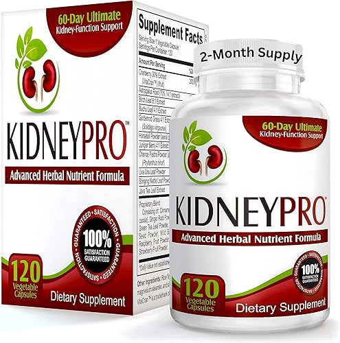 Kidney-Pro con 21 suplementos de salud renal en 1 fórmula (soporte total del riñón), 120 cápsulas.