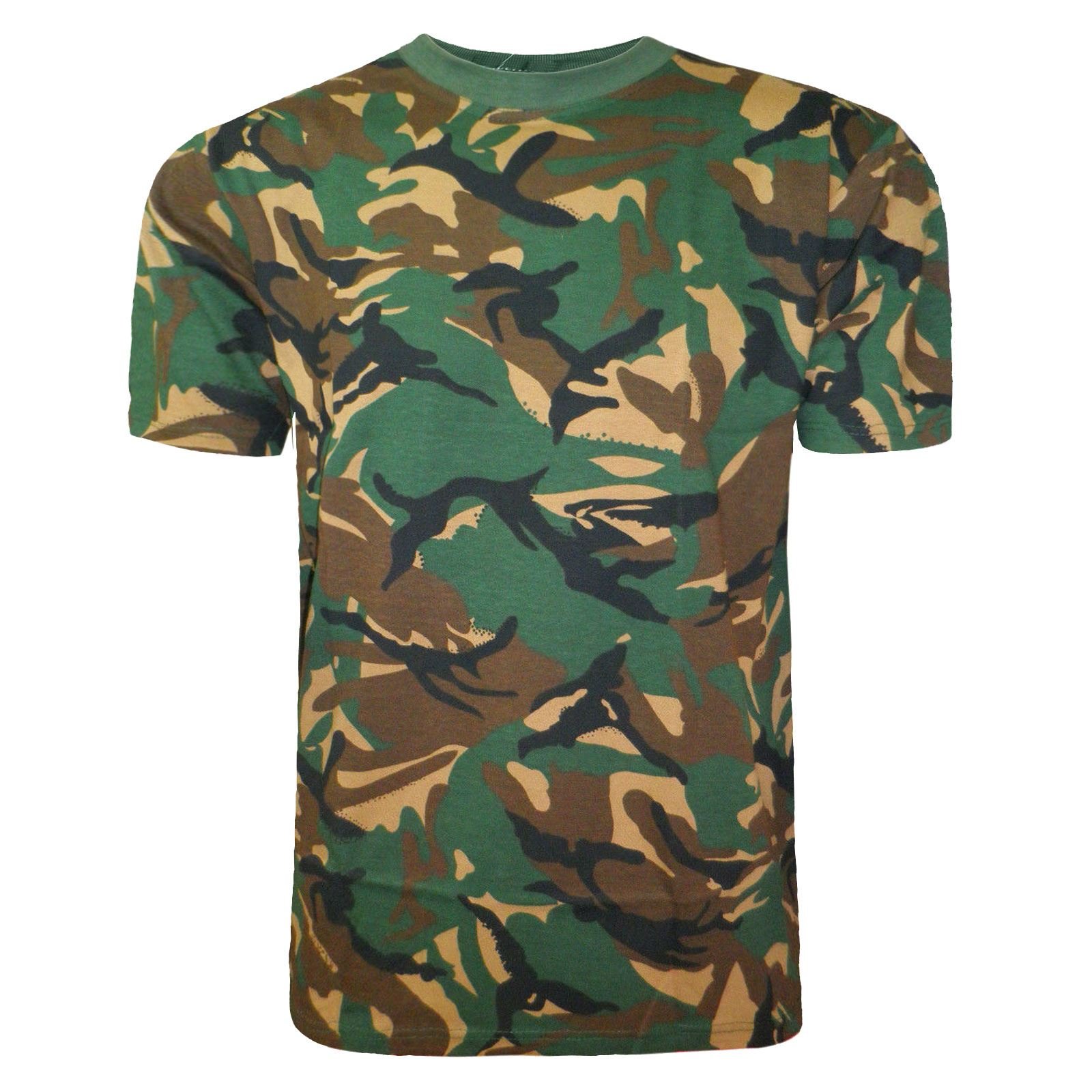 KNWER CLOTHING Mens Camouflage T Shirt CAMO Army Combat Military Hunting Fishing TOP Vest M-XL[Green Camo,L]