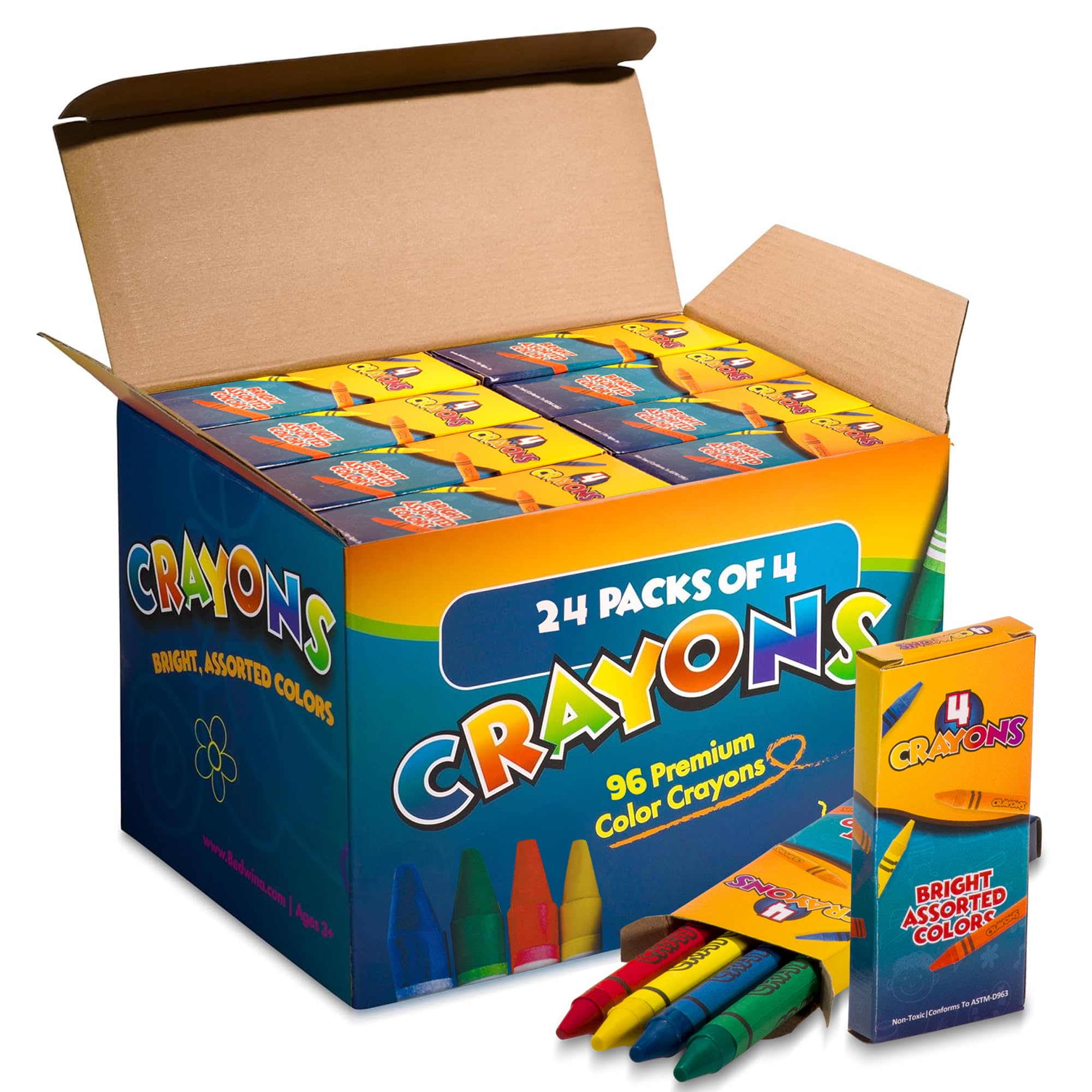 Amazon.com: Bedwina Bulk Crayons - 96 Crayons - (Box of 24 Packs
