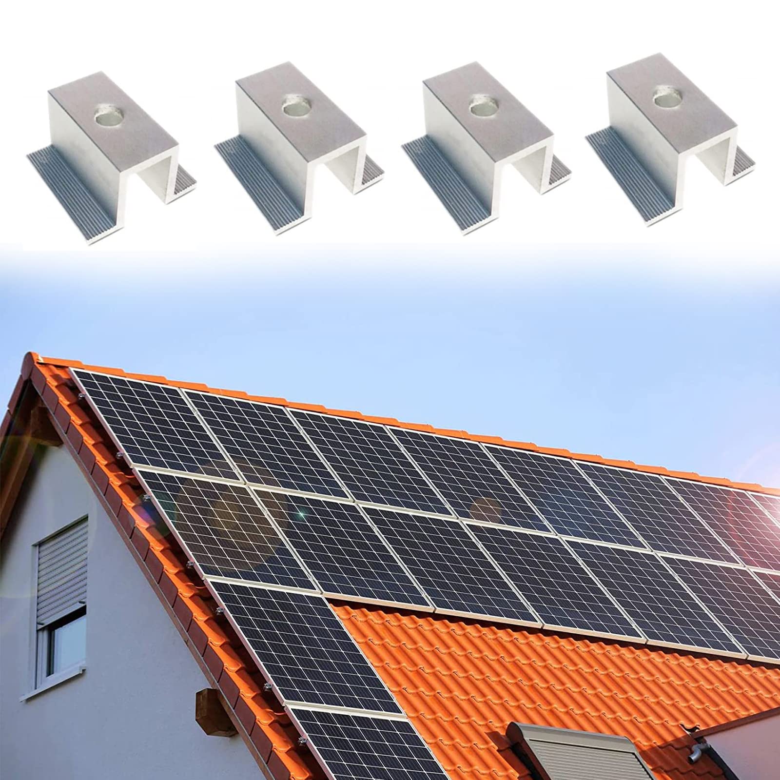 15 Stück Solarpanelen Mittelklemme PV für Modulhöhe, Aluminiumlegierung Mittelklemme, Aluminium Mittelklemme, Befestigung Solarmodul Für Solarpanel, für Sonnenkollektoren