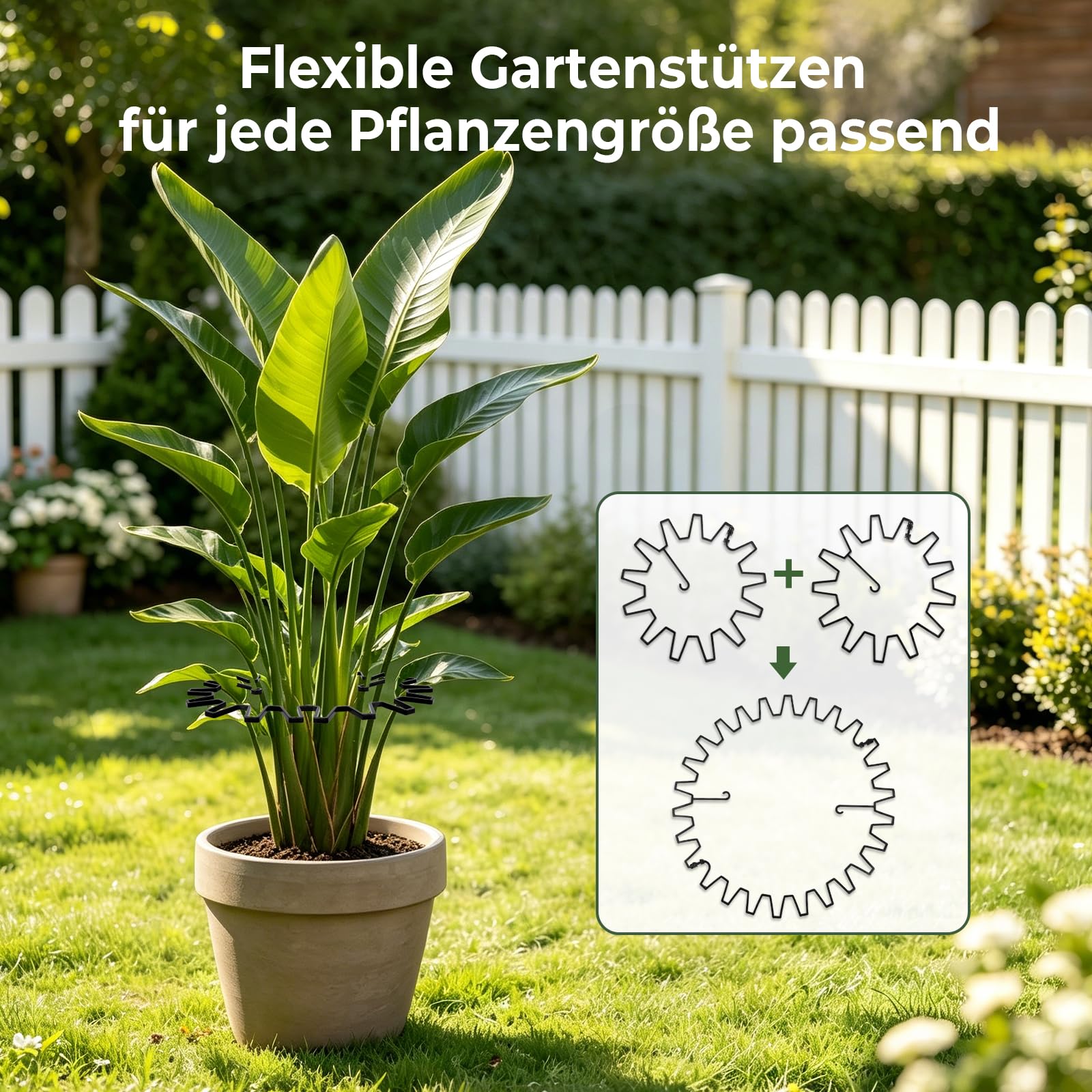 WUQNGI Pflanzenstütze, 10 Stück Staudenhalter Rund, Einstellbare Hortensien Stütze Ø 21,5 cm, Robust Pflanzenhalter für Garten als Staudenstütze, Rosenstütze, Blumenstütze, Pfingstrosen Halterung