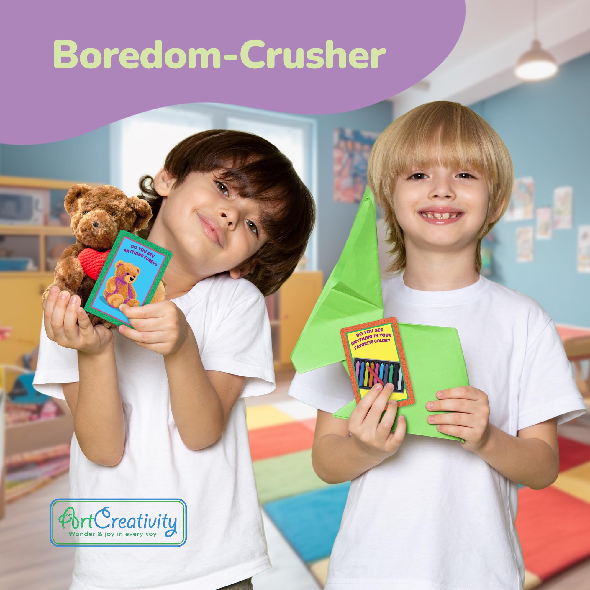 ArtCreativity Scavenger Hunt for Kids (Indoor/Outdoor) - 50 Cards in Sturdy Box - Seek and Find Road Trip Games - Car Activities for Kids - Travel-Friendly Bag - Indoor Scavenger Hunt Game - Image 2