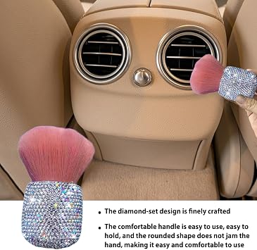 Car Duster, Car Interior Brush, Car Cleaning Brush with Diamonds, Mushroom Head Shape Multi-Functional dusting Brush, Car Interior Cleaning Tool (A)
