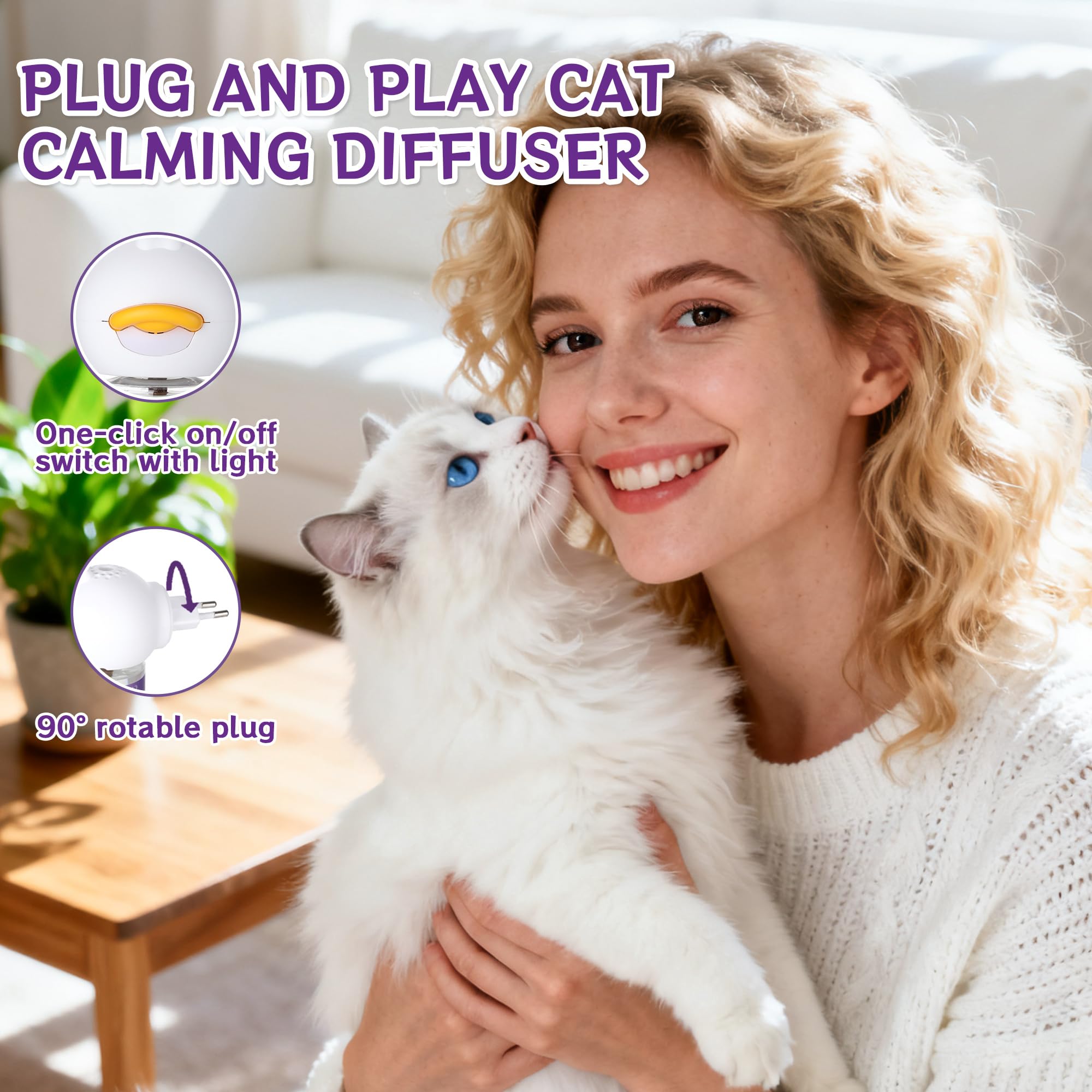 9-in-1 Katze Pheromon Beruhigende Diffusor, Pheromon Diffusor für Katzen, Angst lindern, Helfen, Kämpfe zu reduzieren, Sprühen & Kratzern, Drogenfrei & Geruchlos Sicher (3 Stecker + 6 Refills) 180 Tag