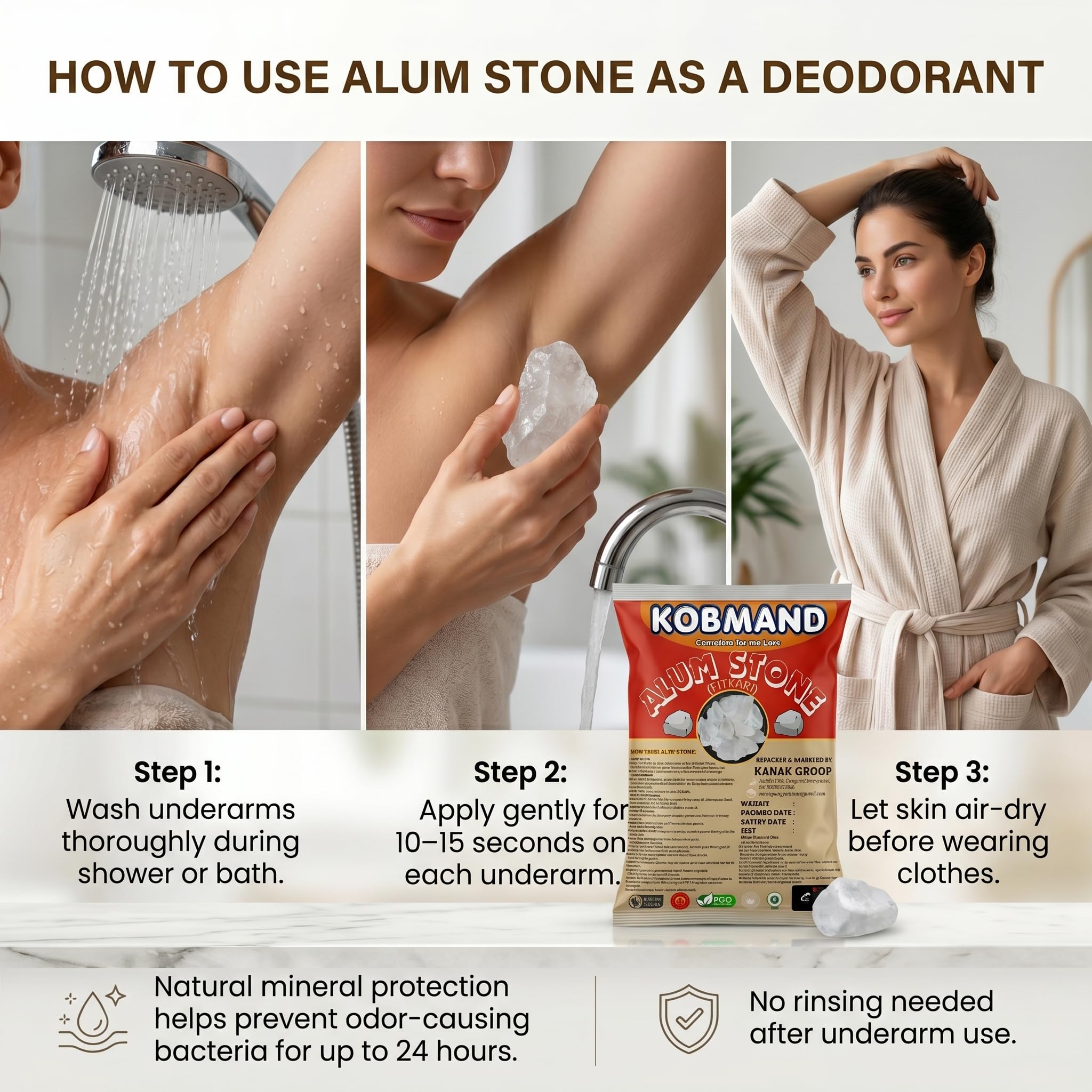 KOBMAND Whole Alum Stone/Fitkari (Phitkari), 400 Grams,Pack of 1 2
