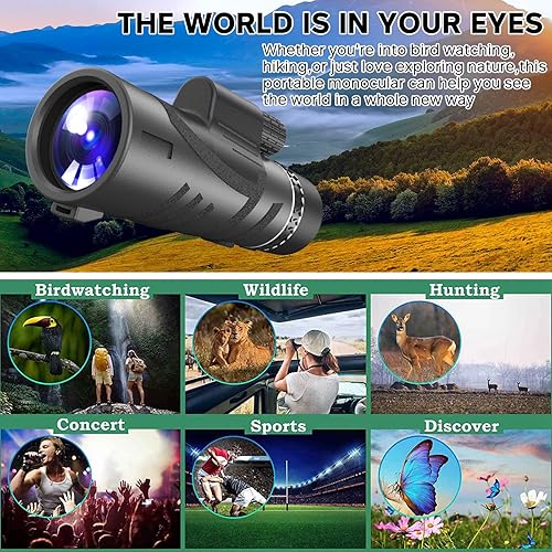 Miniatura 3 de 12×50 Portable Monocular Telescope,BAK4 Prism Lens Suitable for Smart Phones Suitable for Outdoor Camping Bird Watching