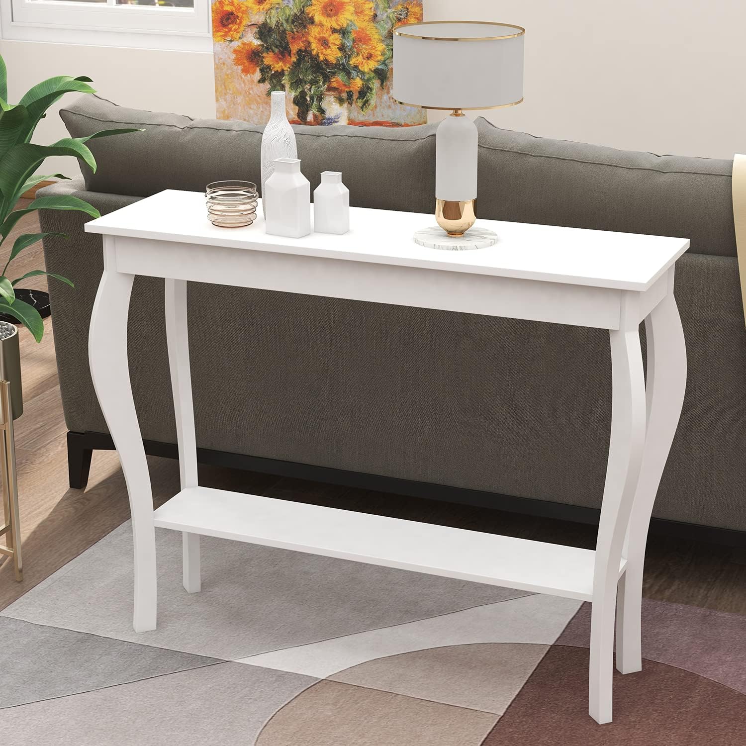 ChooChoo Narrow Console Table, Chic Accent Sofa Table, Entryway Table, White : Home & Kitchen