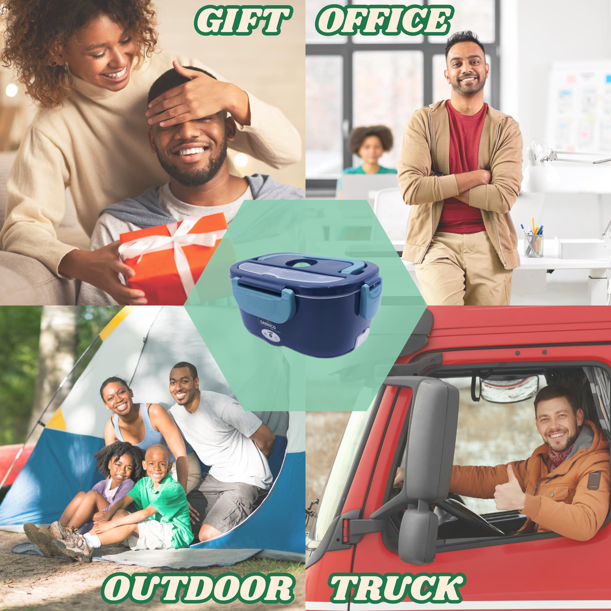 Fiambrera eléctrica - Calentador de alimentos con doble potencia 12 V/110 V - Contenedor portátil con utensilios y bolsa de transporte, caja de calentamiento de lujo para mujeres, oficina y