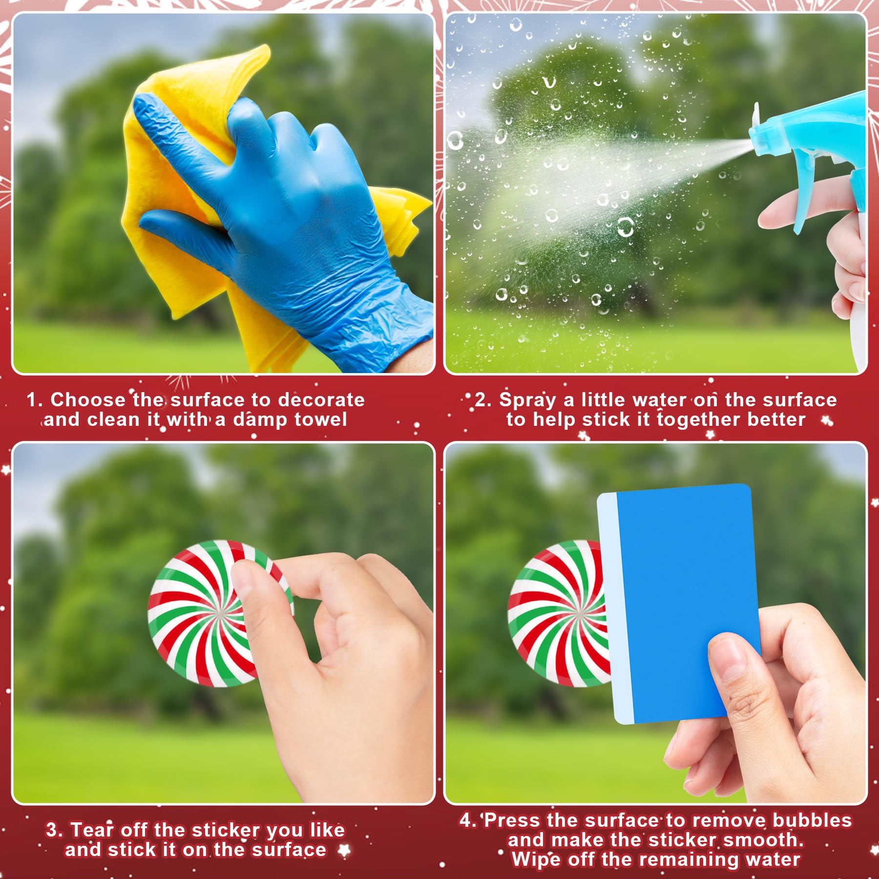 RICEDUO 9 Blatt Fensterbilder Weihnachten, Doppelseitig Weihnachtselfen Fenstersticker, Wiederverwendbar Fensterdeko Weihnachten mit Schneeflocke Abziehbilder für Weihnachten Deko