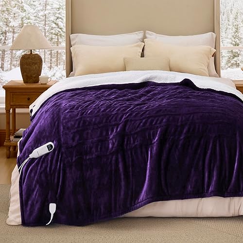 Bedsure Electric Blanket Full Size - Soft Flannel Heated Blanket Full, GentleSoft Fast Heating with 10 Time Settings & 6 Heat Settings, Warm Gift for Grandma (72x84 inches, Purple)