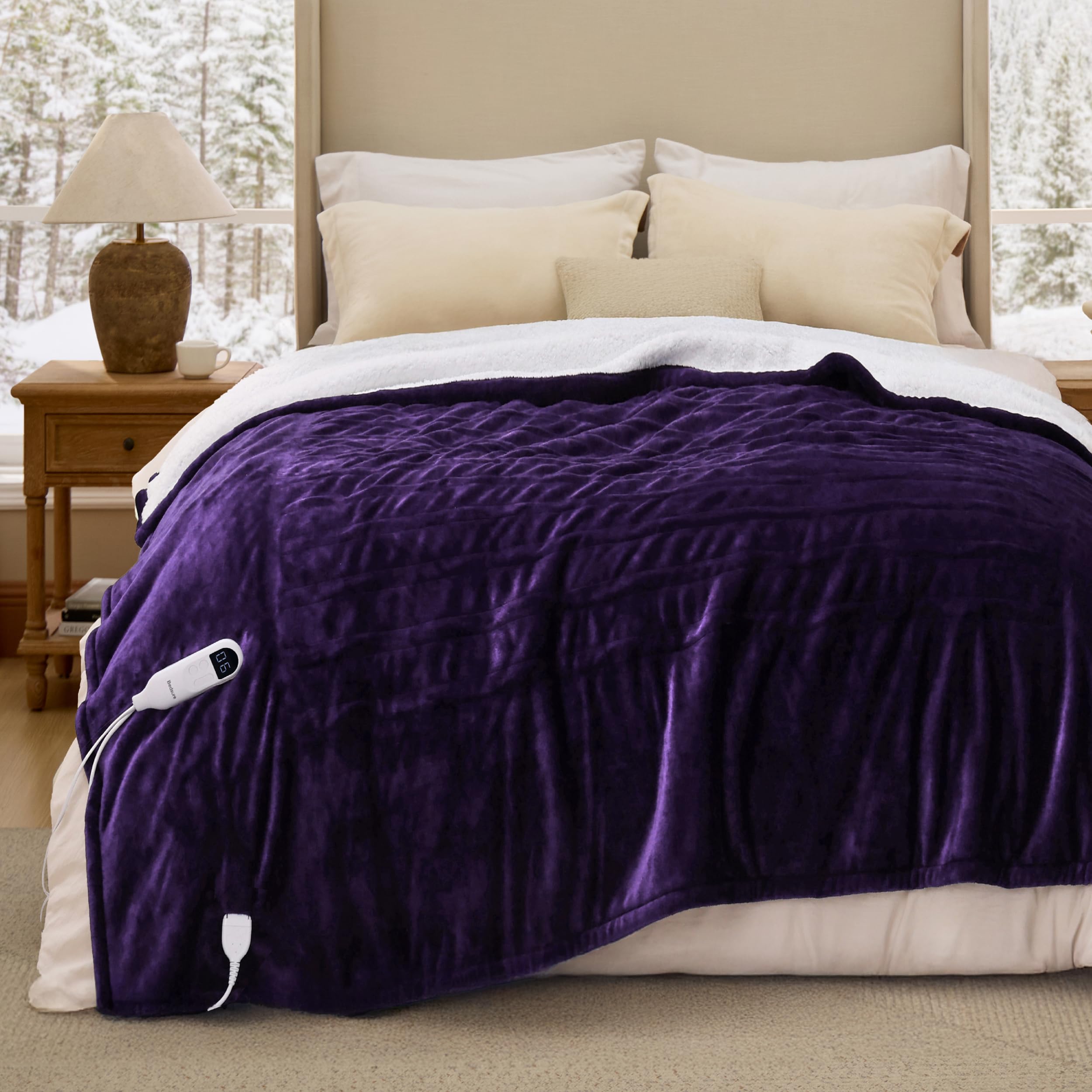 Bedsure Electric Blanket Full Size - Soft Flannel Heated Blanket Full, GentleSoft Fast Heating with 10 Time Settings &amp; 6 Heat Settings, Warm Gift for Grandma (72x84 inches, Purple)