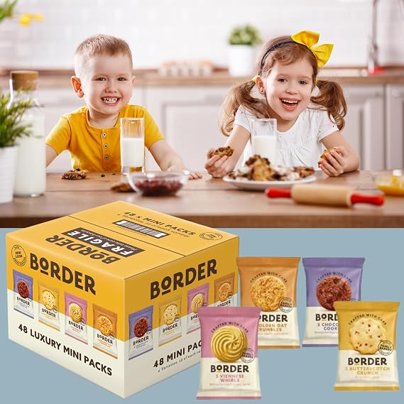 Border Biscuits Snack Box 4 Variety 48 Packs Border Multipack Biscuits - Individually Wrapped - Treat Customers, Guests, or Yourself To The Ideal Bulk Biscuits -Treat Box Snacks Christmas or Birthday