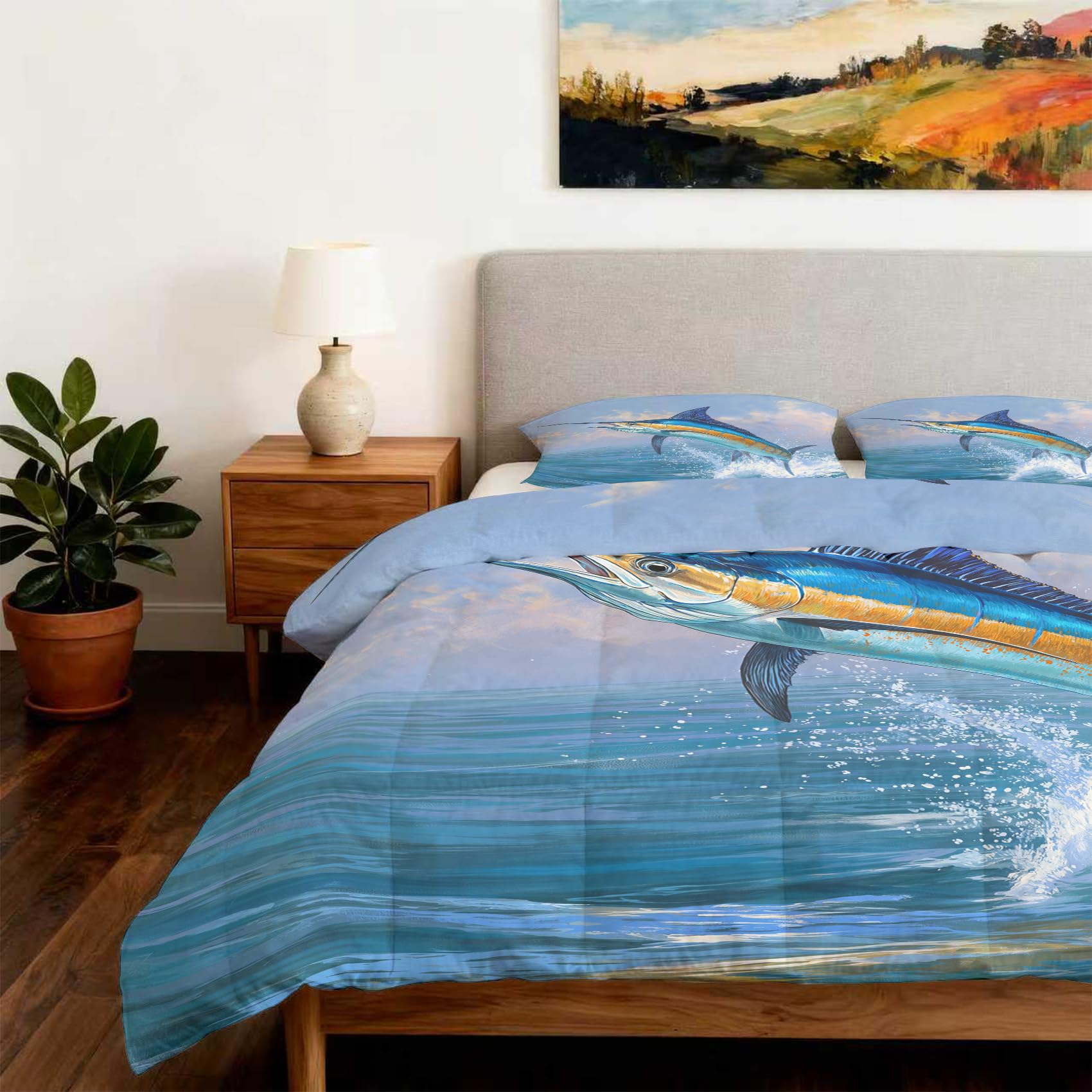 fish bedroom accessories Marlin Twin Size Comforter Sets 2 Piece, Ocean Sea Fishing Printed Pattern, Soft All Season Bed Comforter & 1 Pillow Sham, 3D Fish Decor Reversible Bedding D-SM17 : Home this decorative lamp is Adjustable Truck Bed Fishing Fishing Bucket Size:FF 8/0 Inline