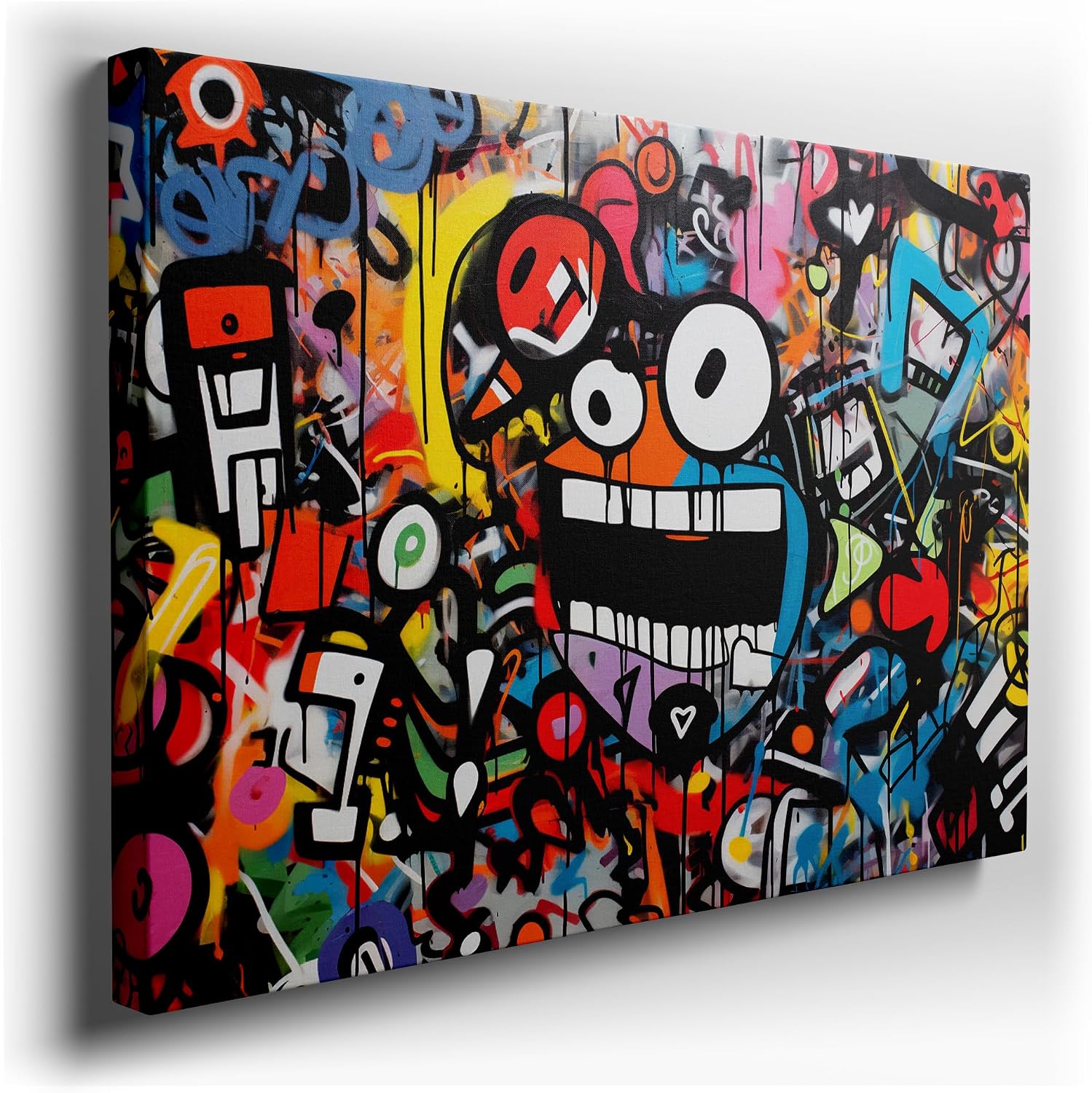 Art Wall: Urban Graffiti Masterpiece Capturing the Vibrant Chaos and Creativity of City Life. Interior Decor, Canvas Art Design, Art Apartment Decoration. Size: 69x46 cm (27x18 inch)