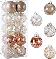 Vista 28 de Adornos de bola de Navidad transparentes, 30 unidades de 2.36 pulgadas de oro inastillable, juego de decoraciones colgantes para árbol de Navidad