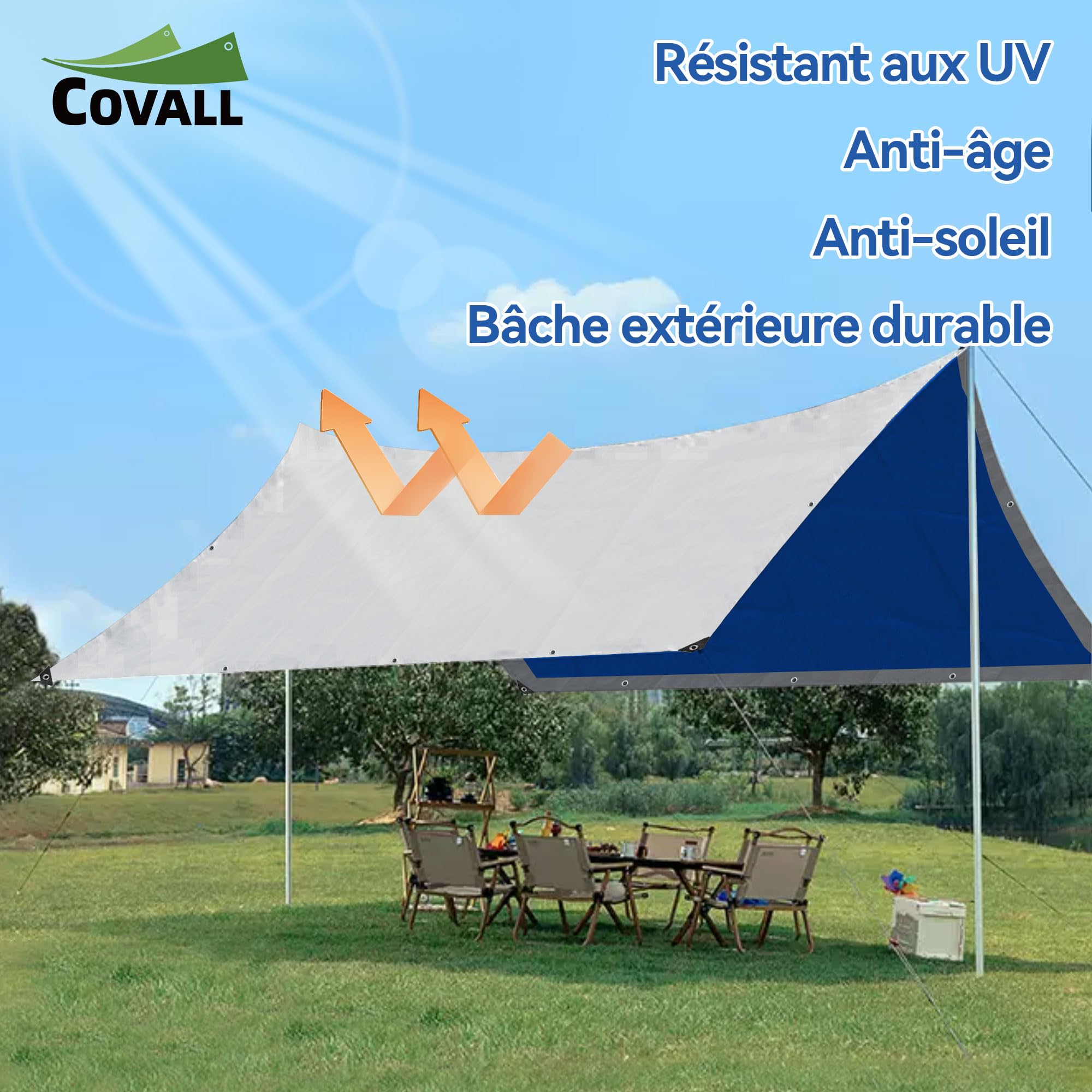 bâche 1.5x6m bache de Protection 75g/m² bache de Protection Exterieur,Impermeable résistante au Gel et aux UV,pour Jardin,tonnelle,Camping,Meubles,abri de Jardin