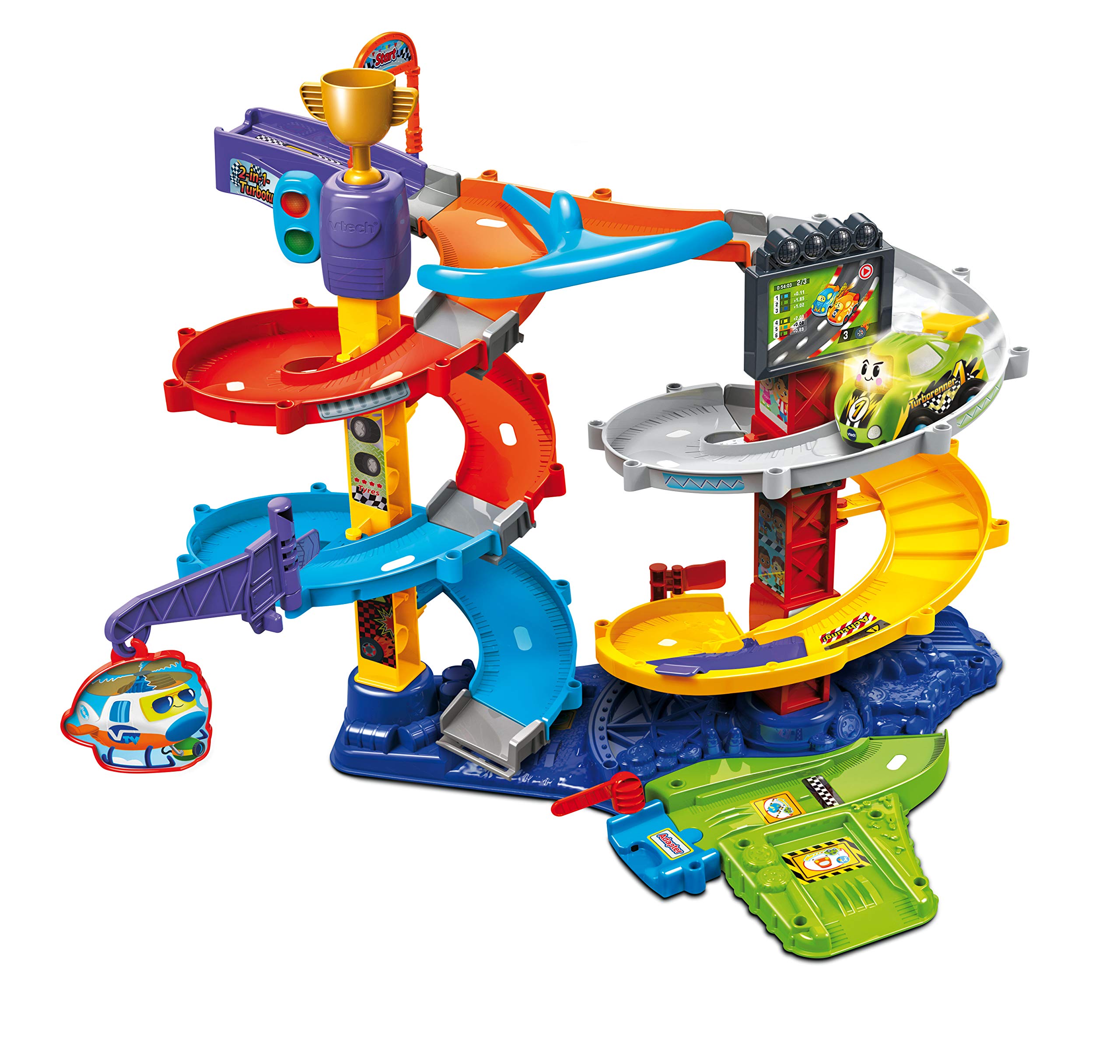 Vtech TUT TUT Baby Flitzer - 2-in-1 Turboturm – Großes Turm-Spielset – 1-5 Jahren & TUT TUT Baby Flitzer - Polizei – Spielzeugauto mit Musik, aufleuchtender Taste – 1-5 Jahren
