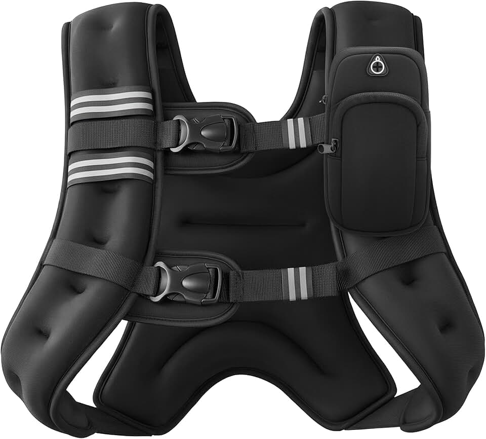 ZELUS Weighted Vest, 6lb/8lb/12lb/16lb/20lb/25lb/30lb Weight Vest with Reflective Stripe for Workout, Strength Training, Running, 