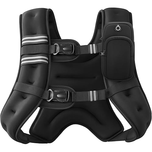 ZELUS Weighted Vest, 6lb/8lb/12lb/16lb/20lb/25lb/30lb Weight Vest with Reflective Stripe for Workout, Strength Training, Running, Fitness, Muscle Building, Weight Loss, Weightlifting
