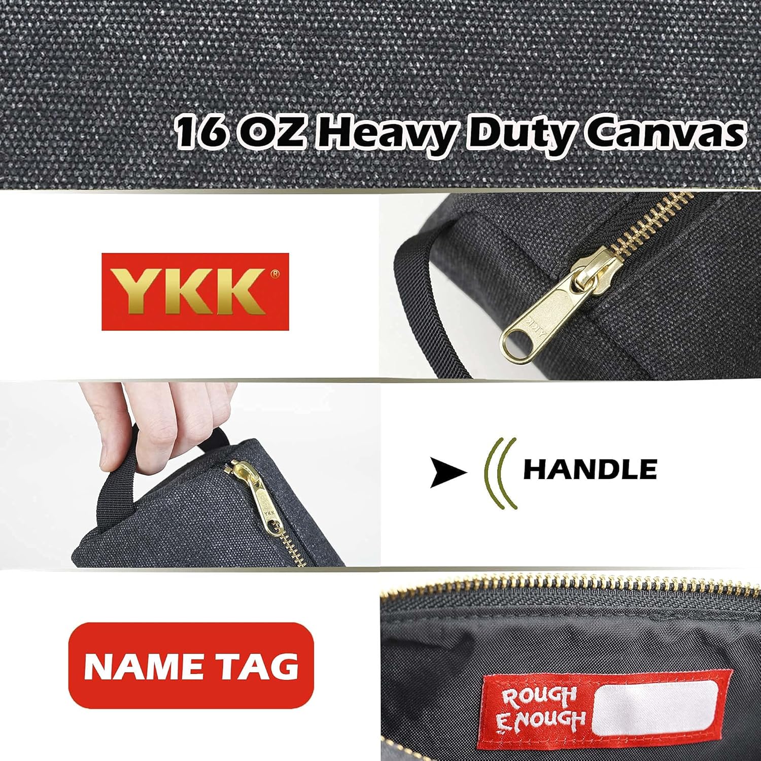 Rough Enough Canvas Small Tool Bag Pouch Box Organizer with Zipper for Men Mechanic Electrician Tools Accessories : Tools & Home Improvement