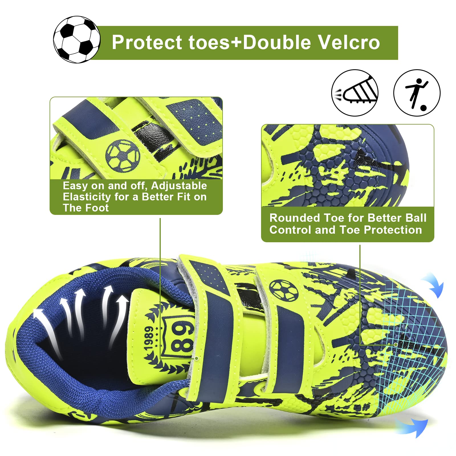 Mitudidi Crampon Foot Enfant Garçon Filles Légères Chaussures Entrainement Football Unisexe 28-37EU