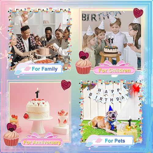 Miniatura 7 de Vela de número de cumpleaños de 3 pulgadas, vela para decoración de pastel con corona de números negros, velas para pastel de cumpleaños para