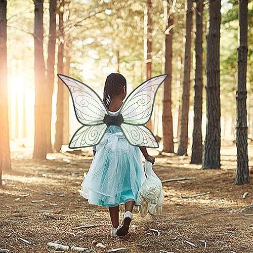 Vista 4 de Threetols Alas de hada de elfo para mujeres, niños y niñas, alas de mariposa, alas de ángel de princesa, alas brillantes, disfraz elegante para niños