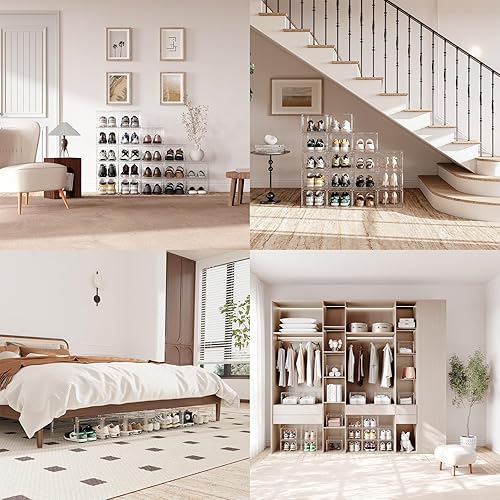 Miniatura 9 de Pinkpum Caja de almacenamiento de zapatos duros mejorada, paquete de 12 unidades, tamaño XL, tamaño 12, grueso y resistente, de plástico