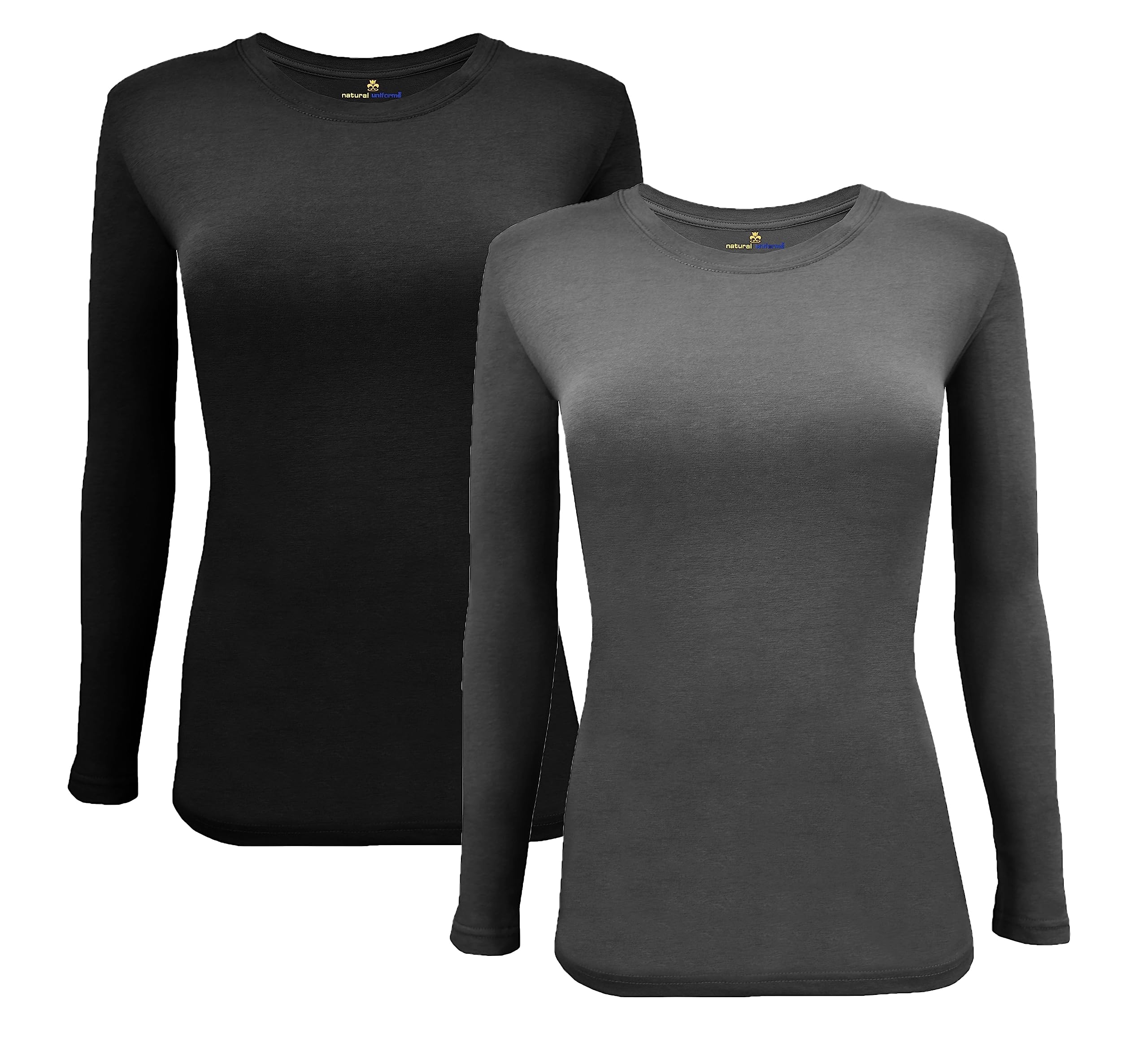 Natural Uniforms Women’s Long Sleeve Underscrub T-Shirt – Cotton Blend Scrub Base Layer for Nurses &amp; Medical Professionals