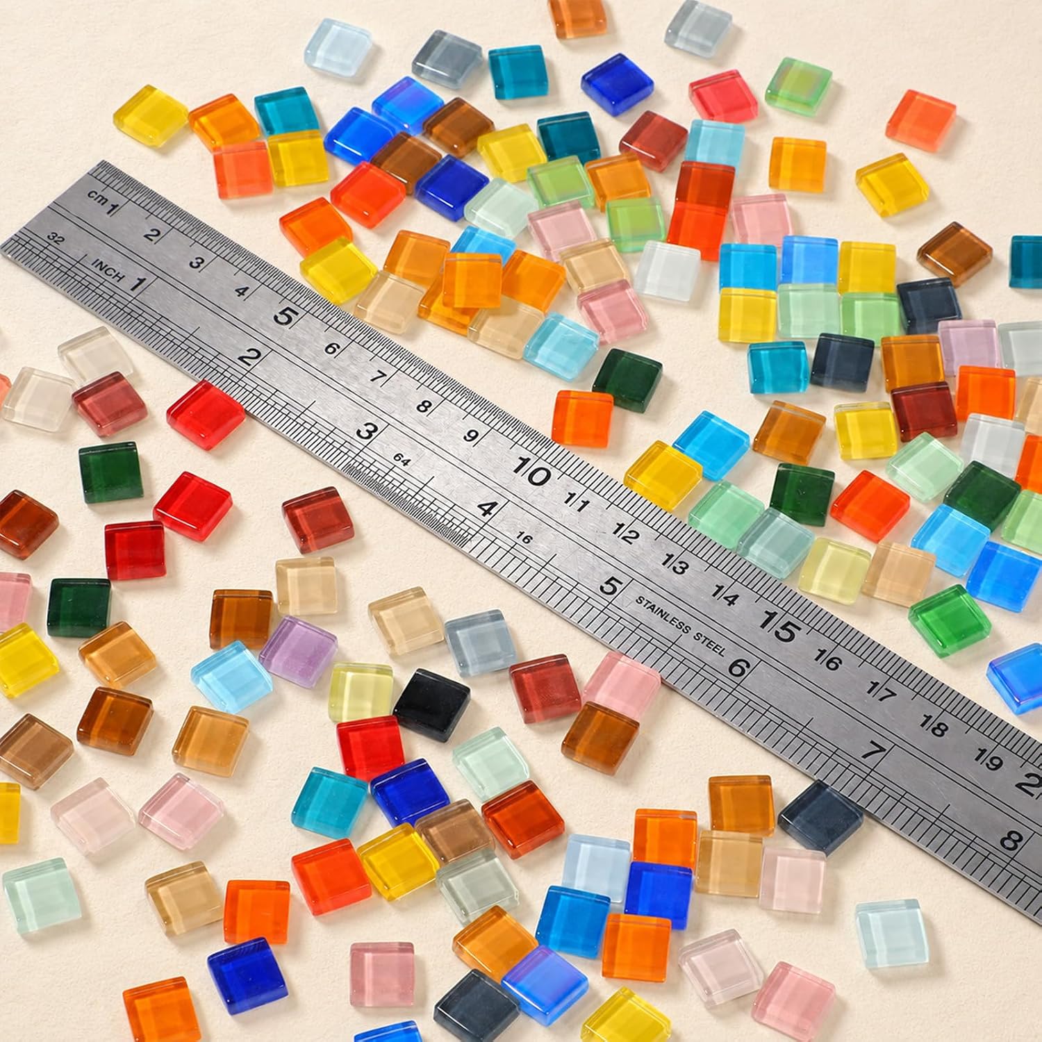 1800 Pcs/3.3Lb Mixed Colors Glass Mosaic Tiles for Crafts