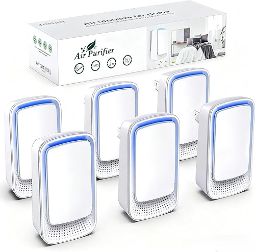 Miniatura 9 de Ionizadores de aire para el hogar (paquete de 3), generador de iones negativos, ambientador silencioso para dormitorio, oficina, cocina, filtro