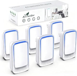 Plug In Air Ionizer Purifier for Home (6 Pack), Negative Ion Generator, Quiet Air Freshener for Bedroom, Office, Kitchen, Portable Air Filter, Mini Air Cleaner