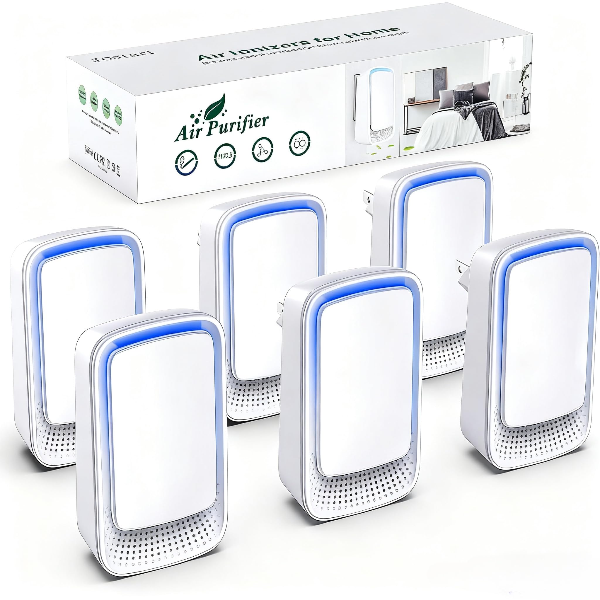 Générateur d'ions négatifs silencieux lot de 6 mini purificateurs d'air anti-odeur